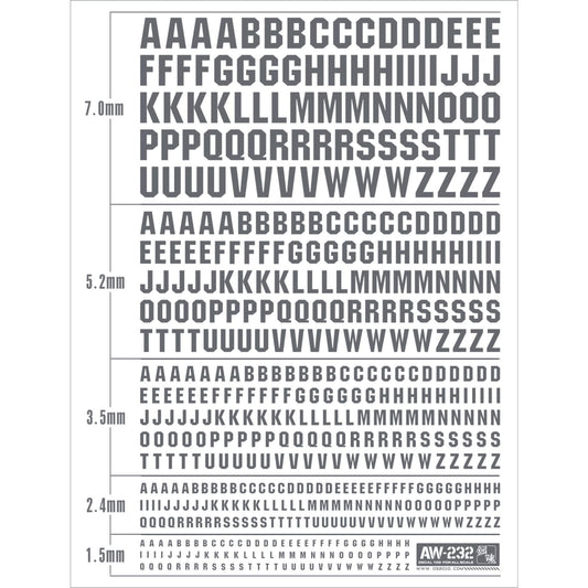 Universal Lettering/Alphabet Decals (Grey & White)