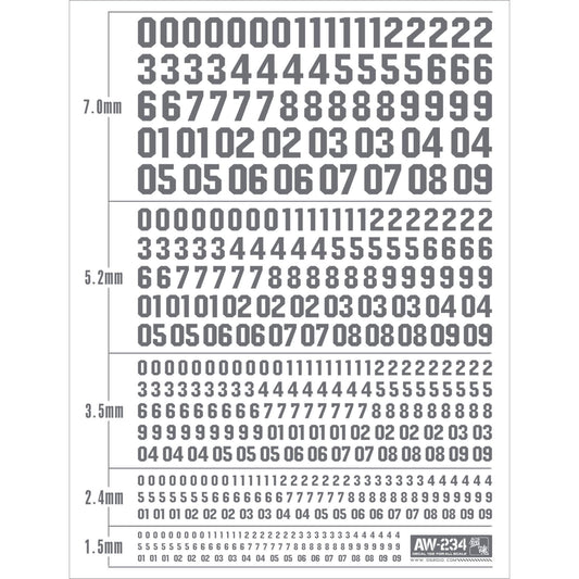 Universal-Nummern Decals (Grau / Weiß)