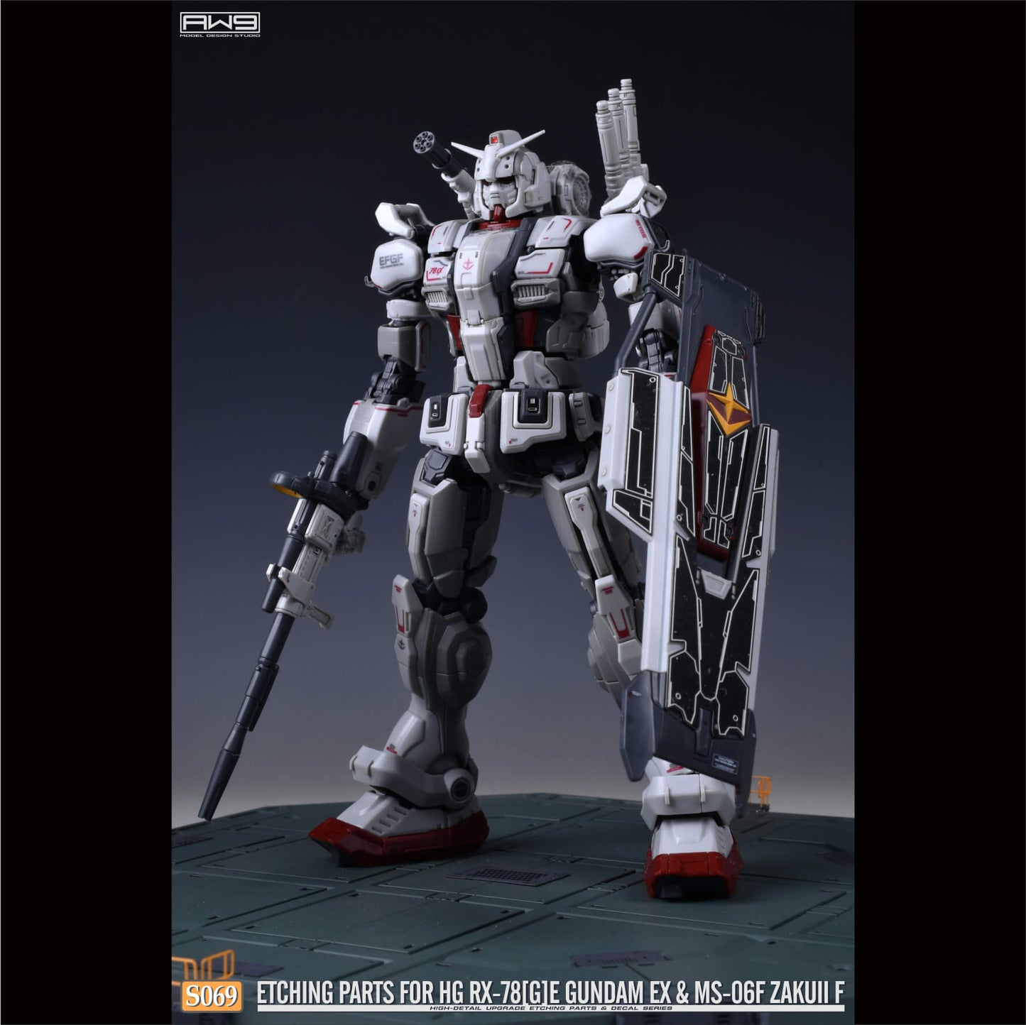 AW9 S69 Photo-Etched Detail-Up Parts with decal for HG Gundam EX & MS-06F Zaku