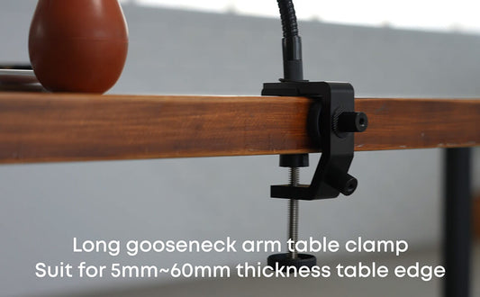 OHBIG 40 cm Lange Schwanenhals-Tischklemme – Doppelter 720° Kugelkopf, 1/4-Zoll (6,35 mm) Schraubgewinde für Lupenlampe, Handyhalter