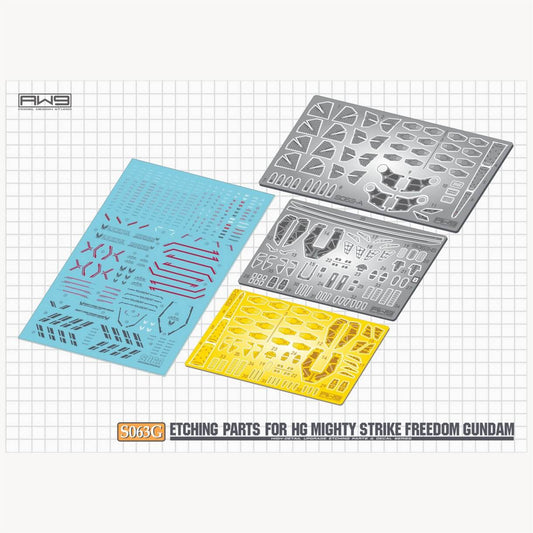 AW9 S63/S63G Ätzteile mit Decals für 1/144 HG Mighty Strike Freedom Gundam