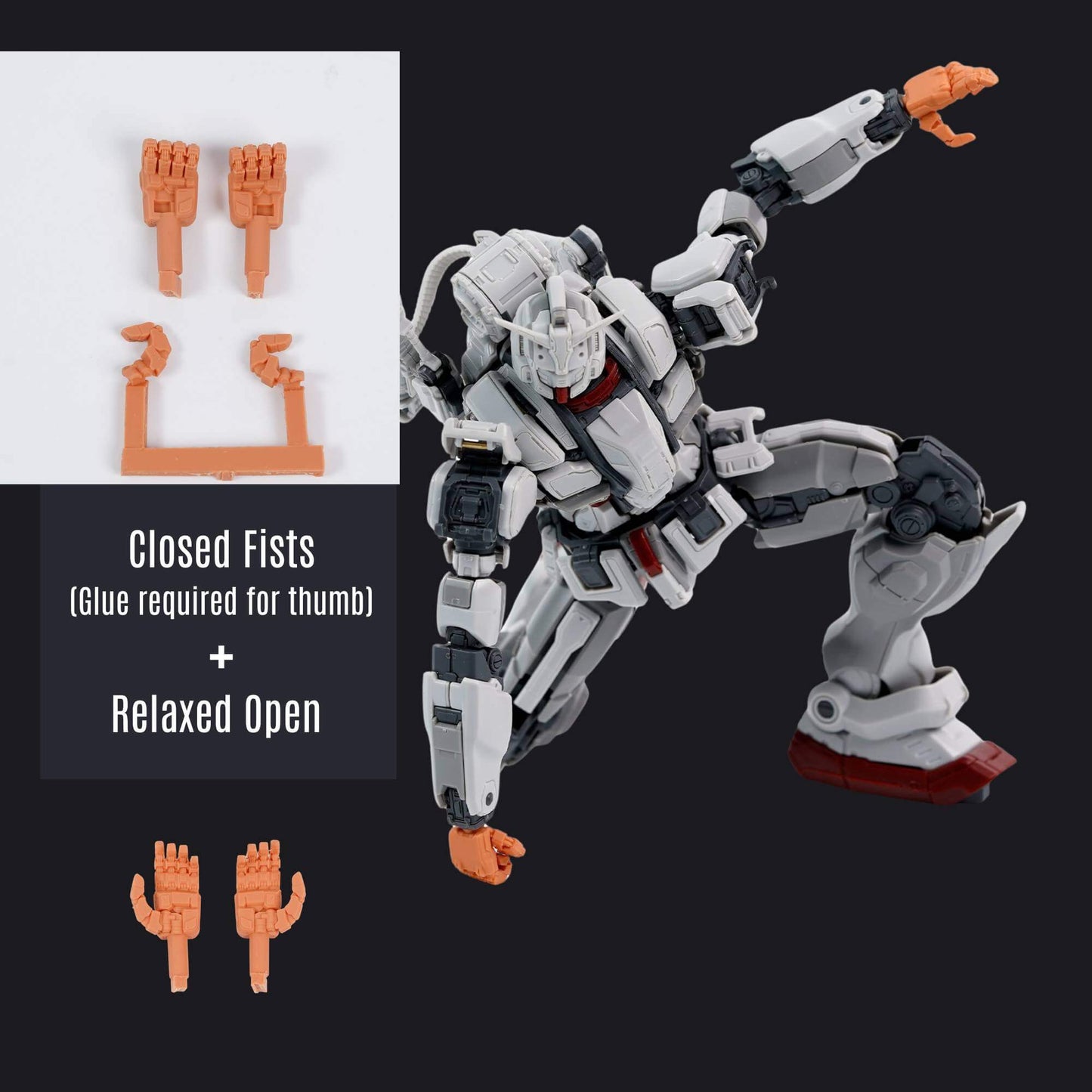 Ensemble de mains en résine pour HGRFV RX-78(G)E Gundam EX (6 paires)
