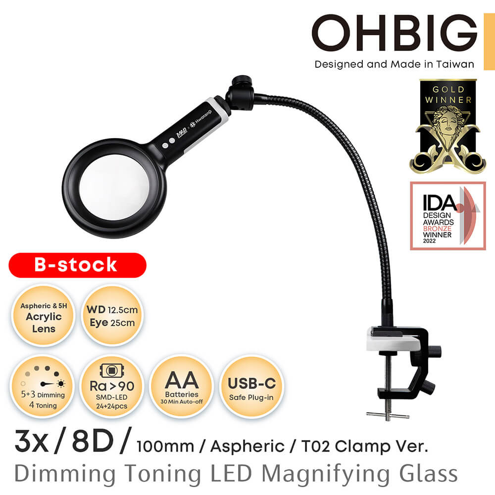 [B-Stock] OHBIG Laboratory-Grade Magnifying Glass with LED Lighting (3.0x)
