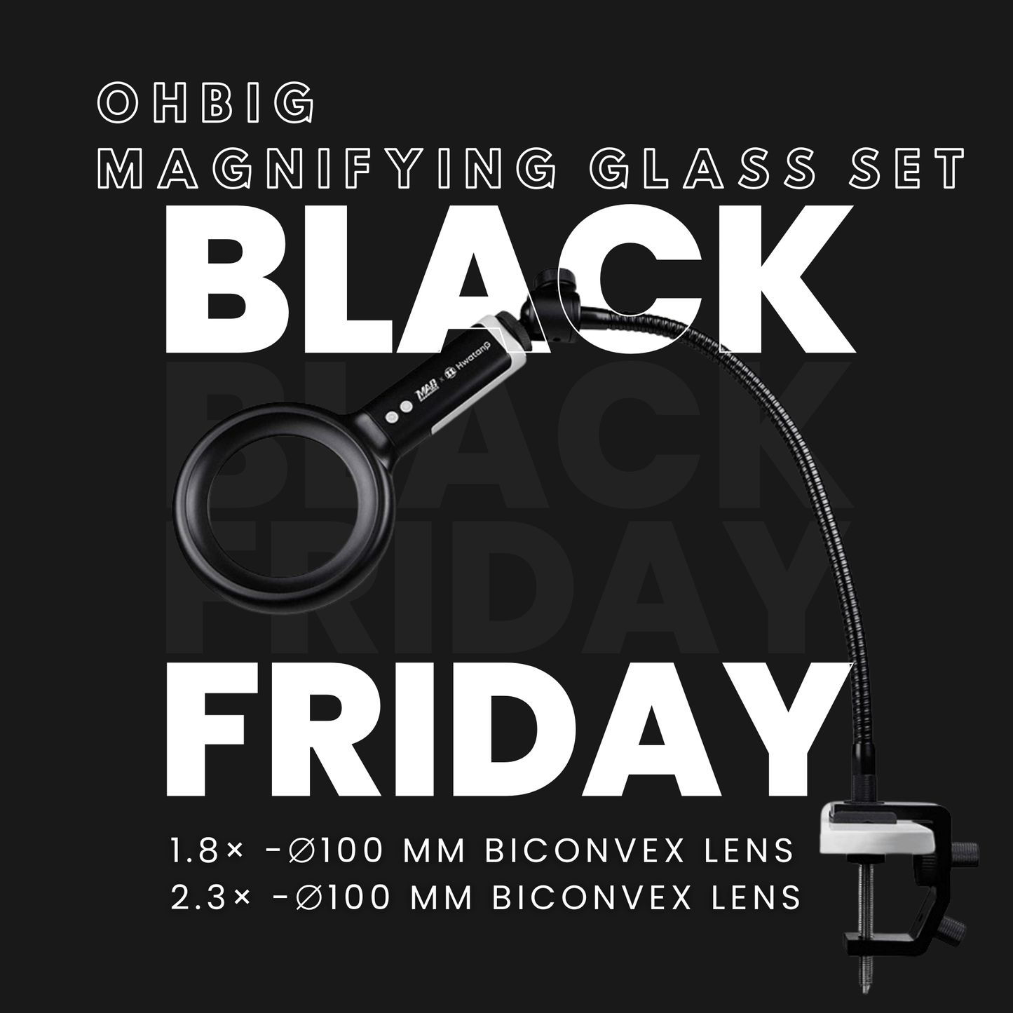 OHBIG Lupe in Laborqualität mit LED Beleuchtung (1.8x, 2.3x, 3.0x)