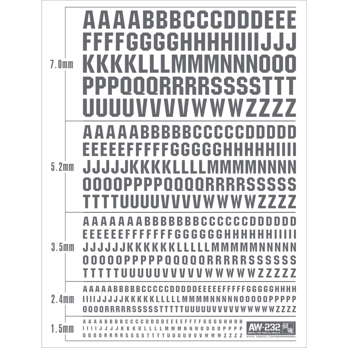 Dev Lettering White Color Universal Lettering/Alphabet Decals (Grey & White) – MADWORKS