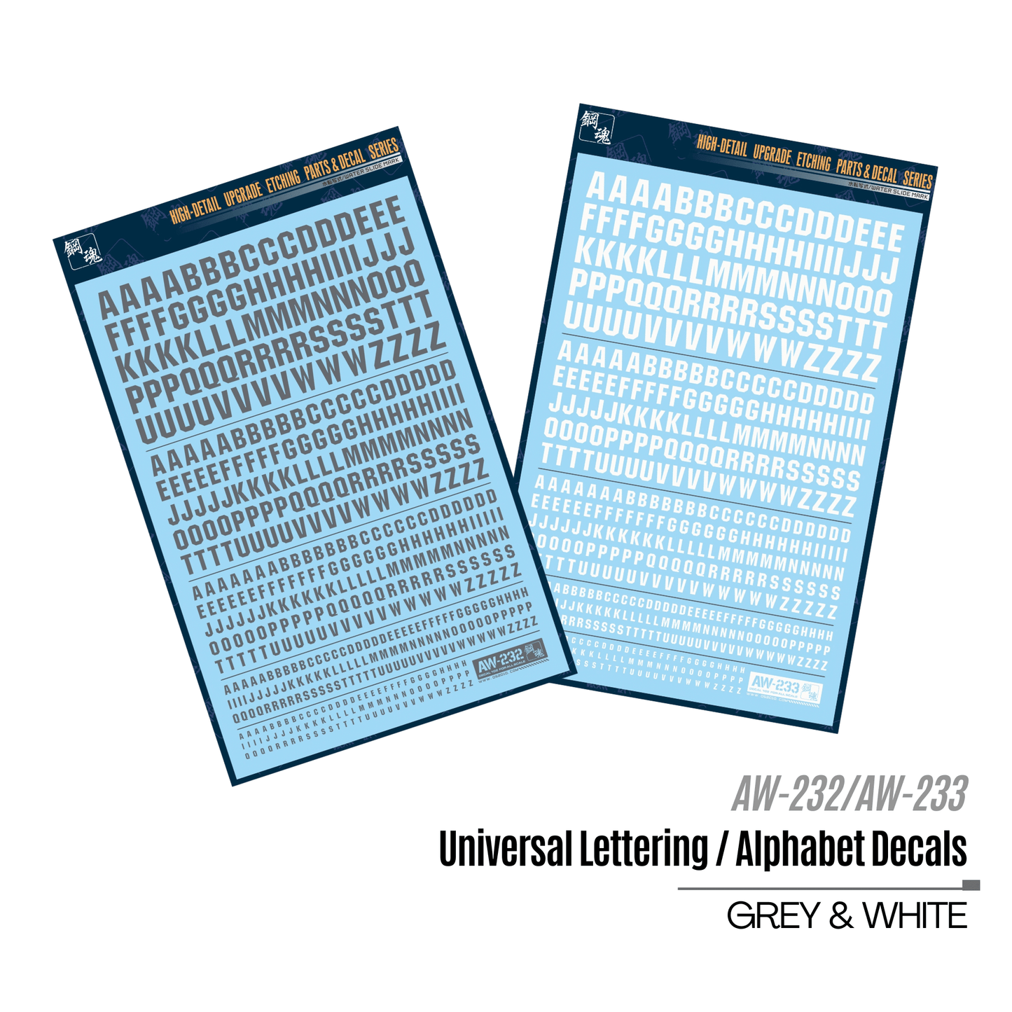 Universal Decals– Alphabet & Text (Grau & Weiß)