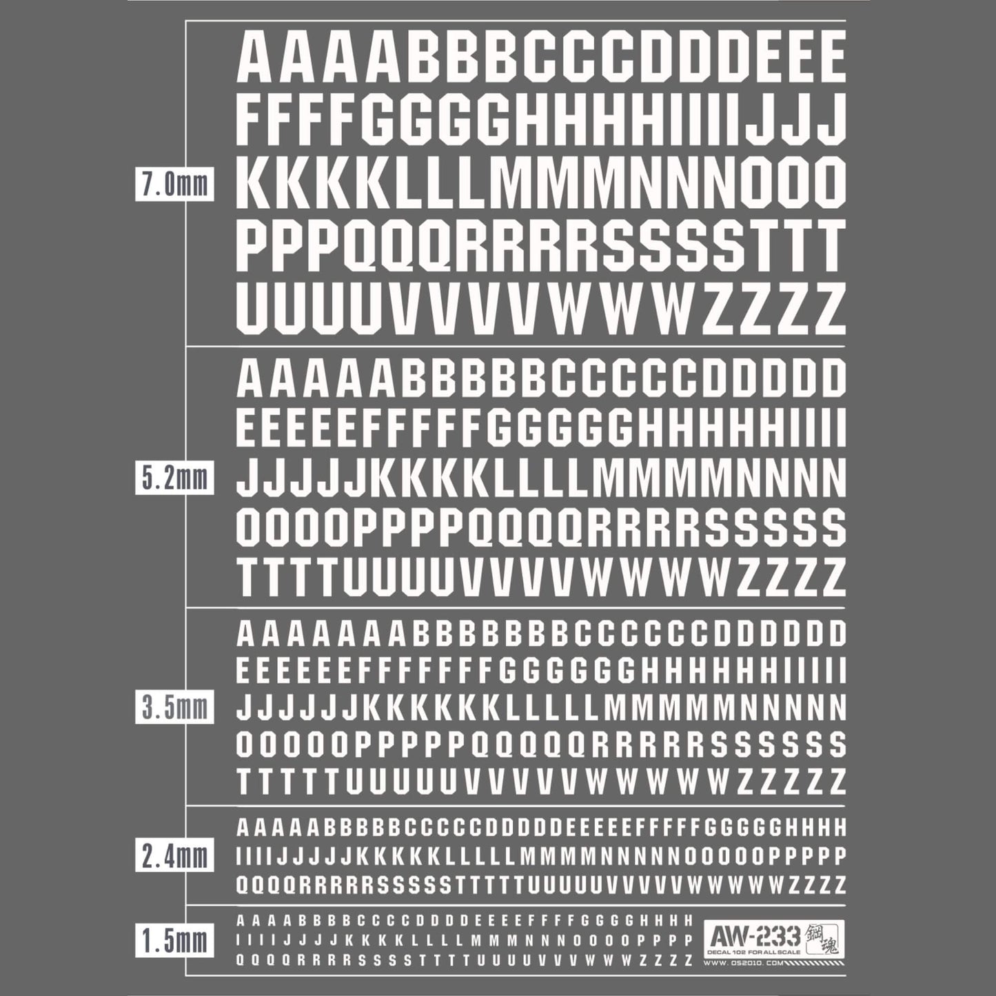 Universal Decals– Alphabet & Text (Grau & Weiß)