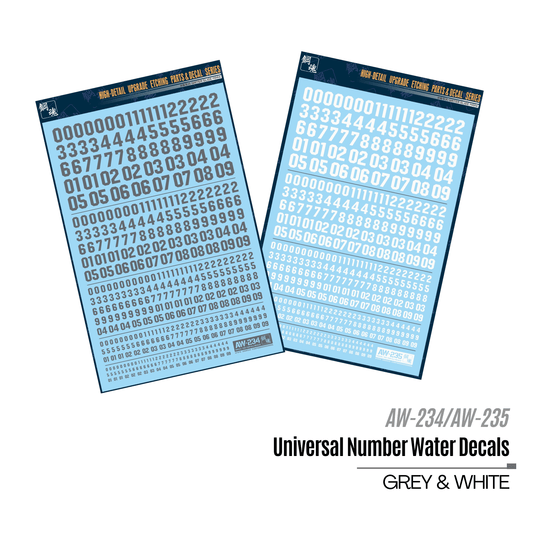 Universal-Nummern Decals (Grau / Weiß)