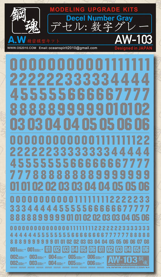 Nummern Decals (Weiß/Grau)