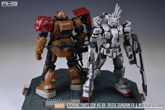 AW9 S69 Photo-Etched Detail-Up Parts with decal for HG Gundam EX & MS-06F Zaku
