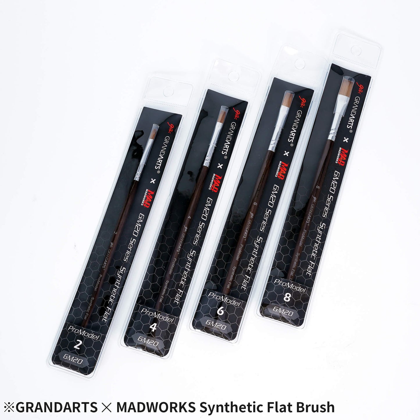 Madworks x Grandarts ProModel Synthetic Paint Brush Set - Flat (2, 4, 6, 8)