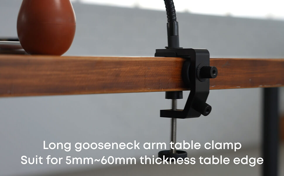 OHBIG 40cm Long Gooseneck Desk Clamp Kit – Dual 720° Ball Head, 1/4-Inch Screw Mount for Magnifying Lamp, Camera, LED Light, Phone Holder