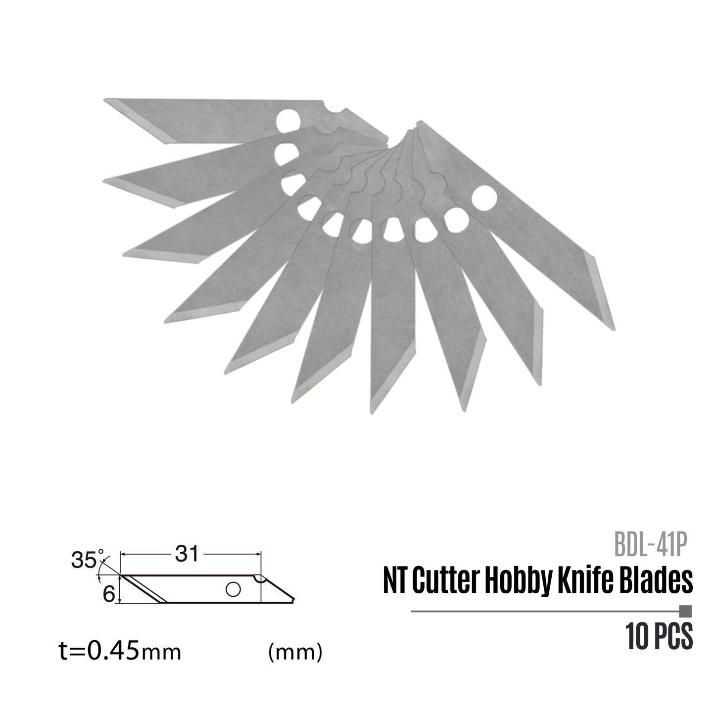 NT Cutter Hobby Knife Blades (35°) - 10 pcs