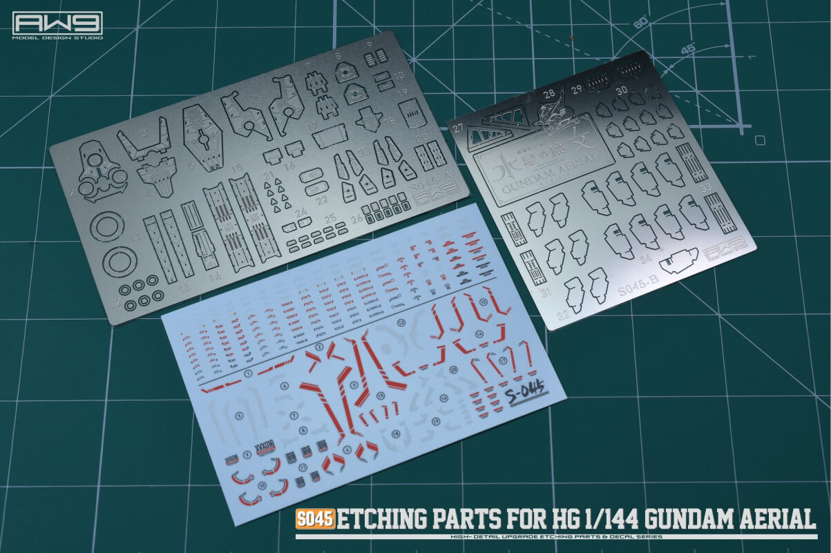 AW9 S45 Etching Parts with Decals for 1/144 HG Gundam Aerial