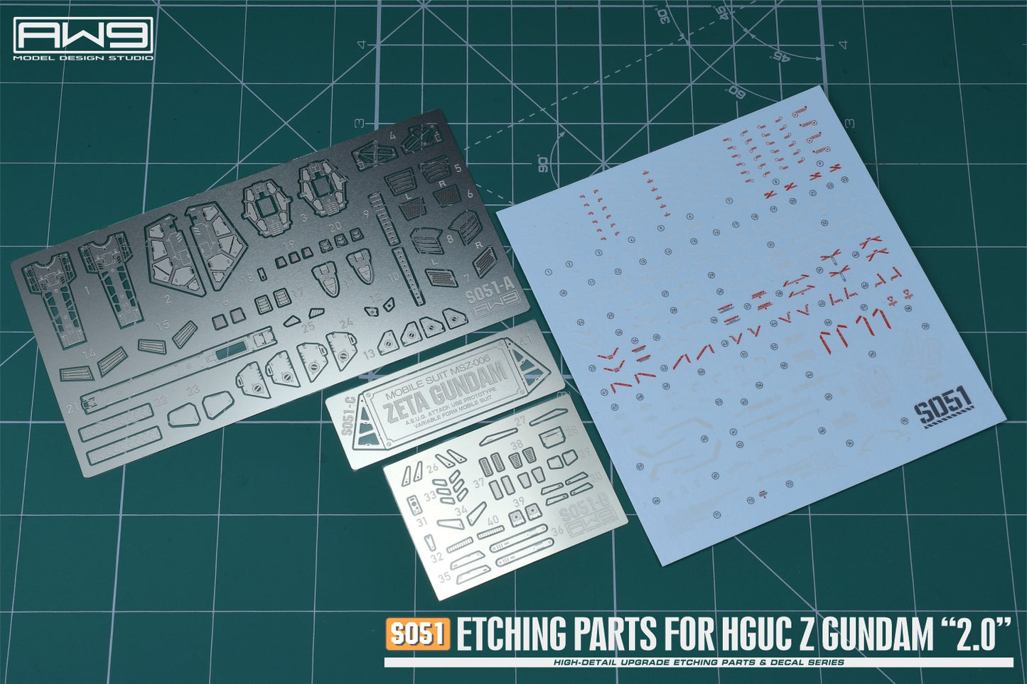 AW9 S51 photo-etched parts with decals for 1/144 HGUC MSZ-006 Zeta Gundam 2.0