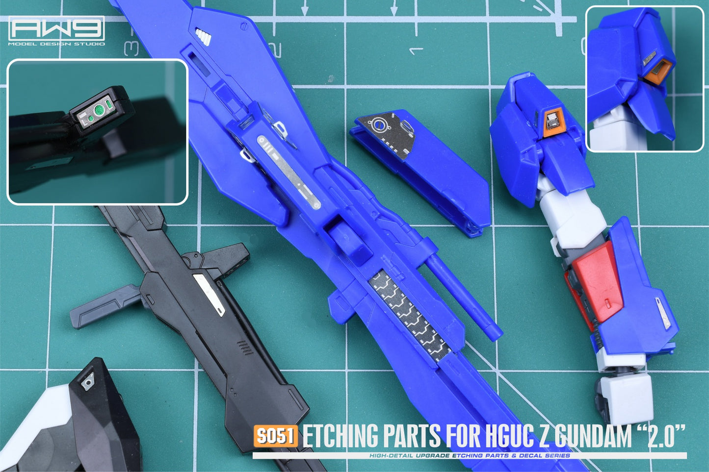 AW9 S51 photo-etched parts with decals for 1/144 HGUC MSZ-006 Zeta Gundam 2.0