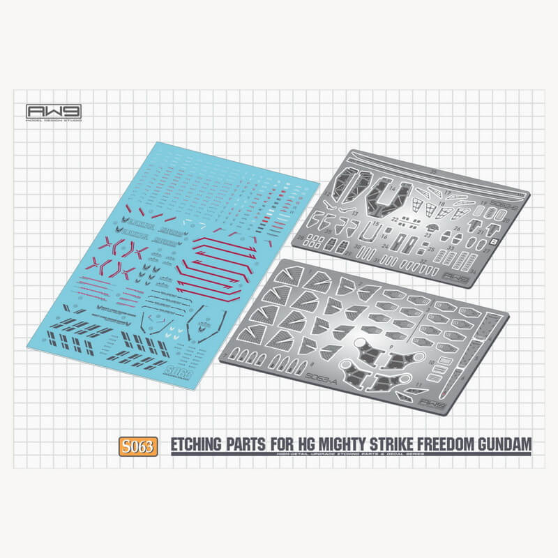 AW9 S63/S63G Ätzteile mit Decals für 1/144 HG Mighty Strike Freedom Gundam
