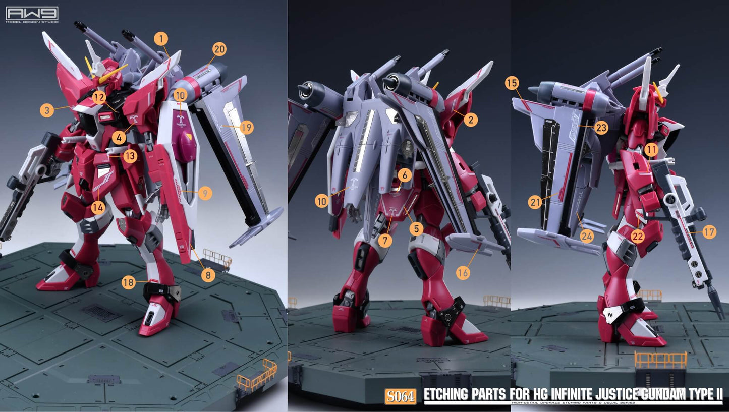 AW9 S64 Etching Parts with Decals for HG 1/144 Infinite Justice Gundam Type II 