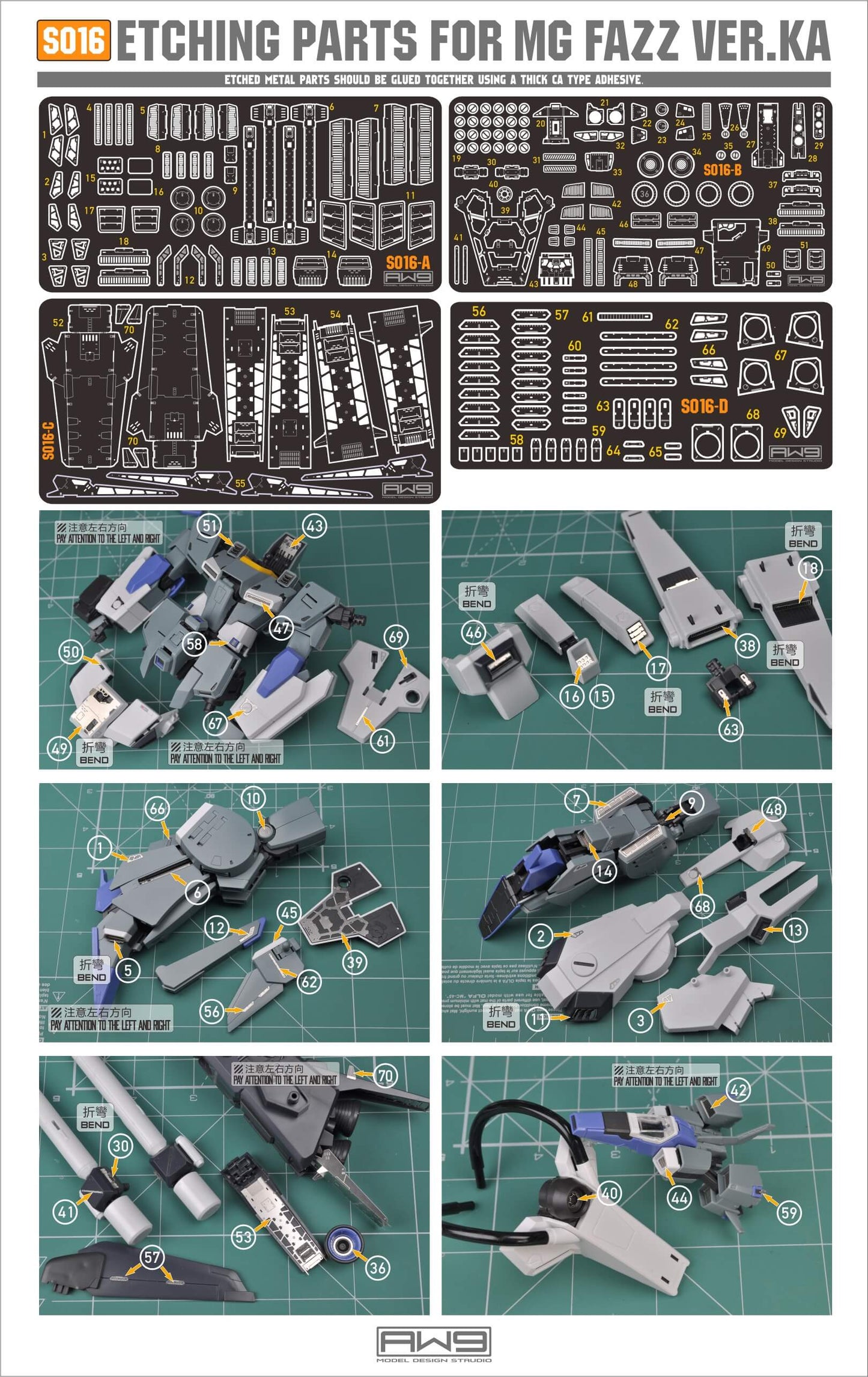 AW9 S16 Etching Parts for MG FAZZ VER. KA
