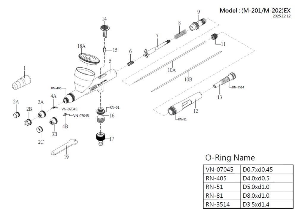 O-ring set for M-201EX/M-202EX