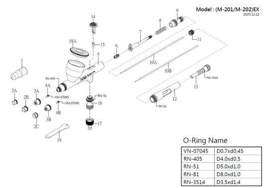 O-ring set for M-201EX/M-202EX