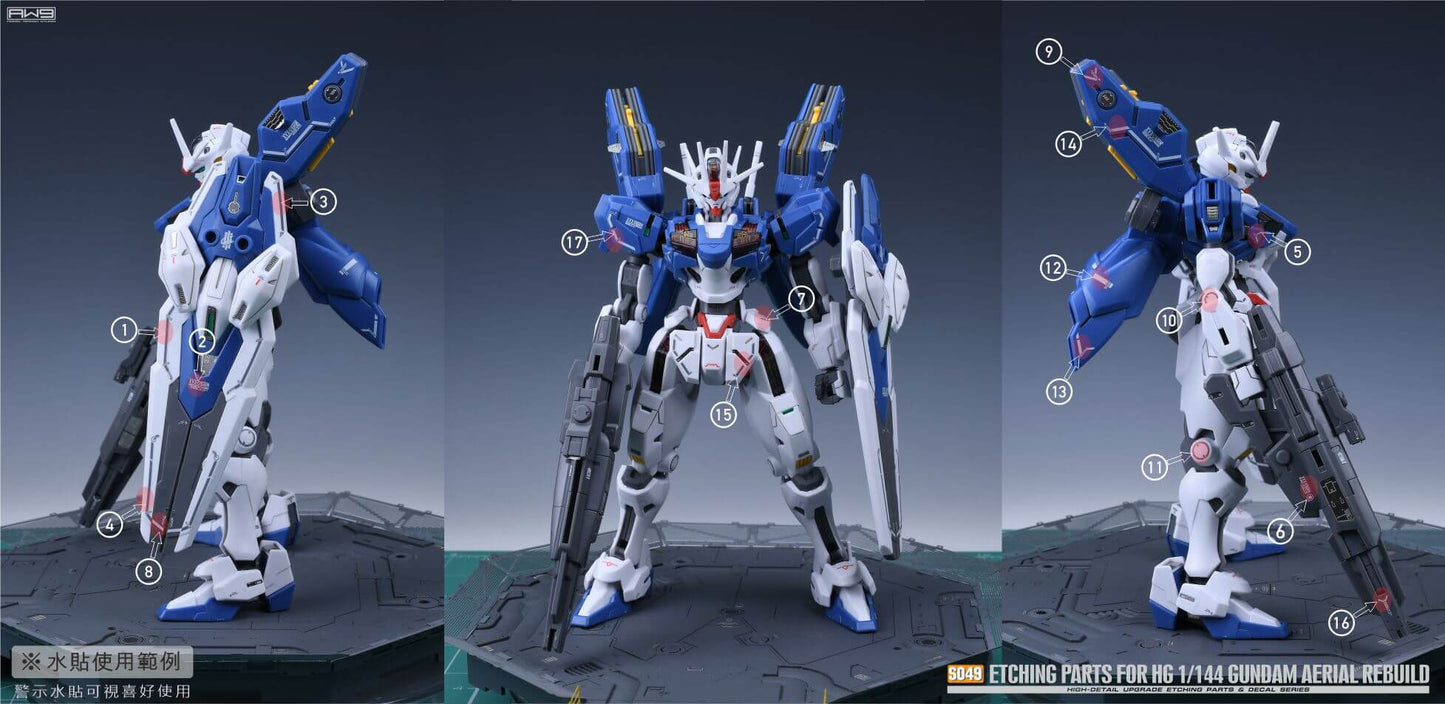 AW9 S49 Ätzteile mit Decals für 1/144 HG XVX-016 Gundam Aerial